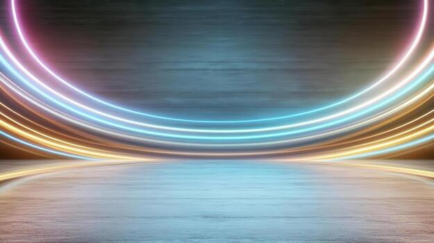 Abstract neon light background with light lines photo