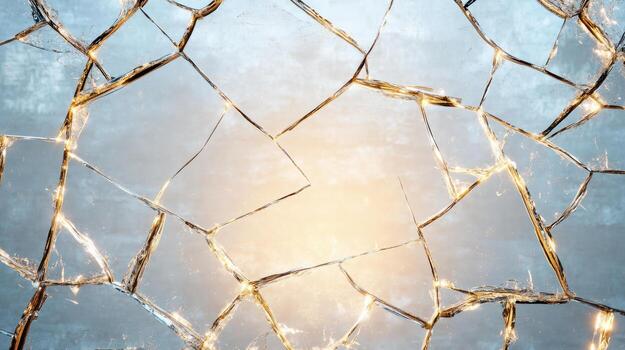 Broken glass with lights on it photo