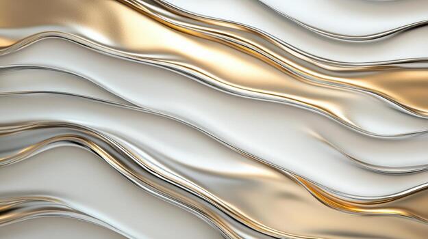 un 3d representación de un oro y plata ola modelo foto