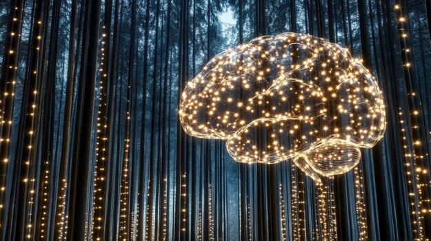 A brain in a forest of lights photo