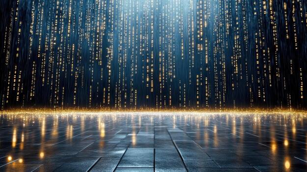 un oscuro habitación con un lote de luces y un lote de datos foto