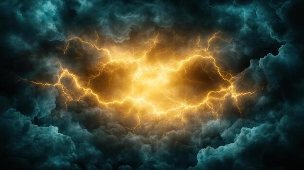 A lightning bolt in the sky with clouds photo