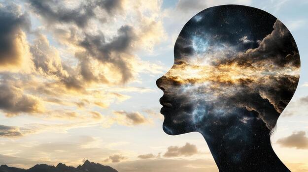 The head of a man with a cloud in his head photo