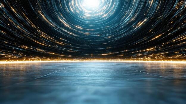 A tunnel with light and stars in it photo