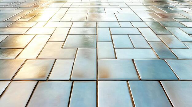 A tiled floor with a bright light shining through it photo