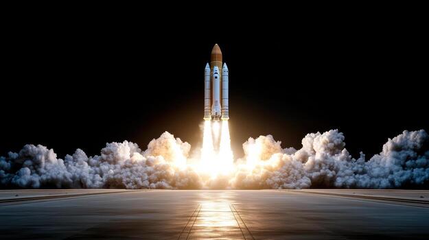 Spacex rocket launch at night photo