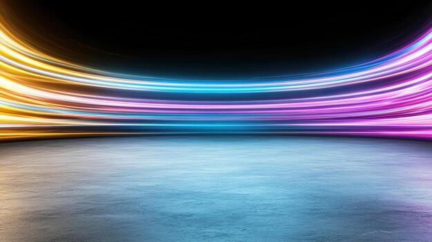 Abstract background with neon lights and light trails photo