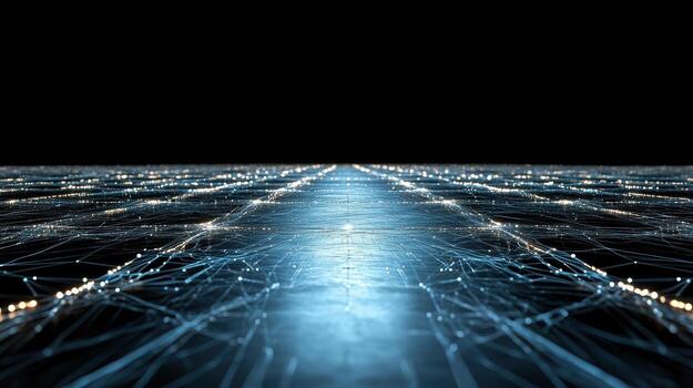 Abstract network background with blue lines and lights photo