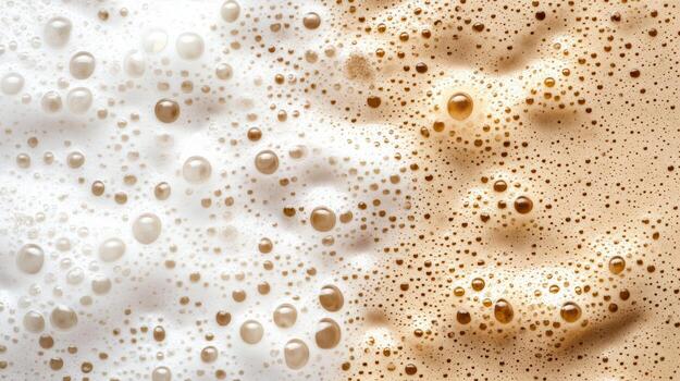 A close up of a glass of milk with bubbles photo