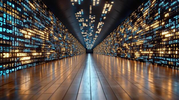 A long tunnel with many lights on it photo