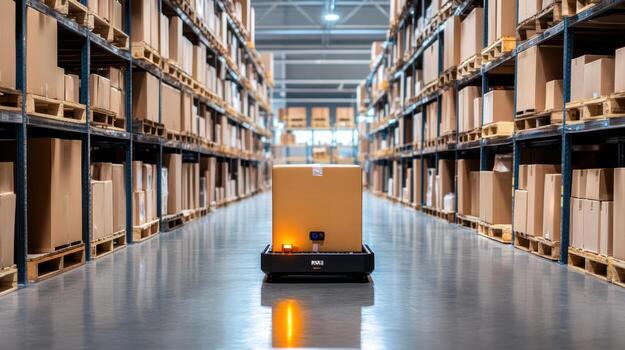 un robot es Moviente mediante un almacén foto