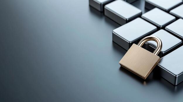 A padlock on top of a computer keyboard photo
