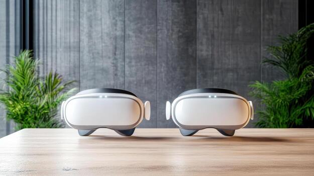 dos blanco y gris robots sentado en un mesa foto