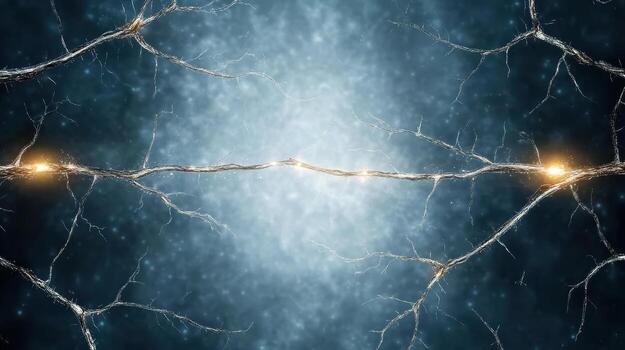 A neuron is shown with glowing light photo