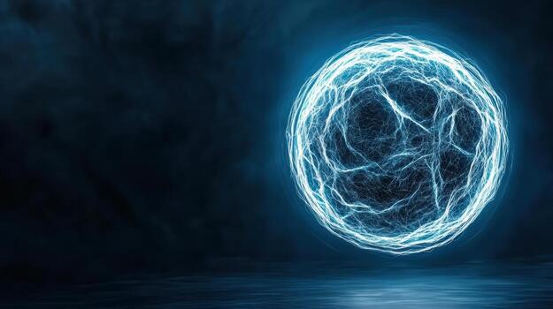 A glowing orb with a blue light photo