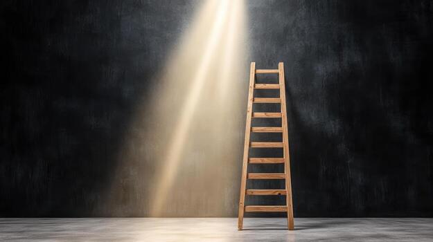 A ladder leading to a light source photo