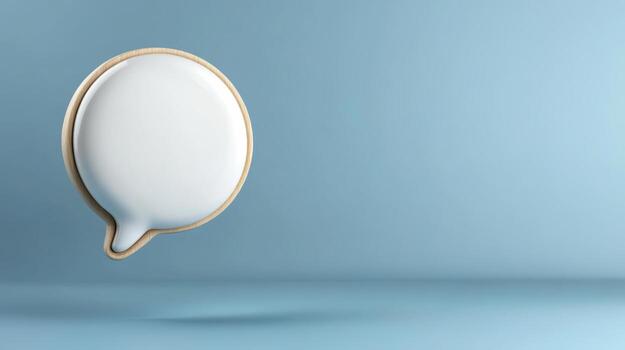 A white speech bubble on a blue background photo