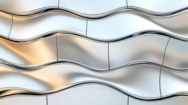 A 3d rendering of a metal wall with waves photo