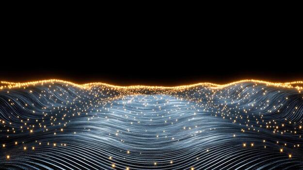 Abstract digital wave background with glowing lights photo