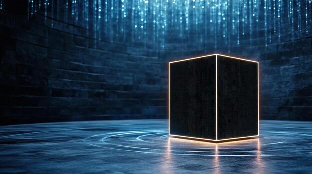 A black box with glowing lights on it photo