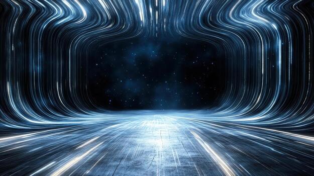 Abstract futuristic tunnel with light trails photo
