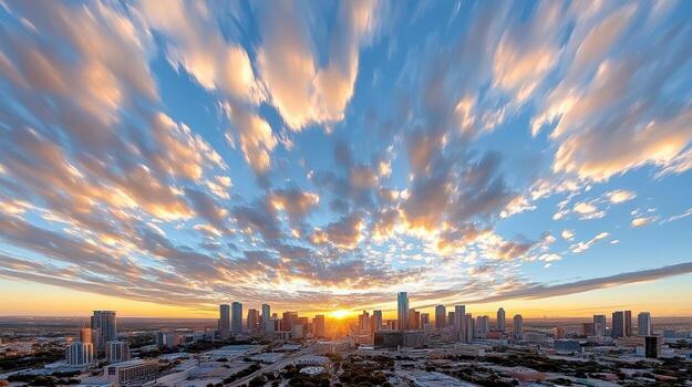 un ciudad horizonte con nubes y Dom ajuste terminado eso foto