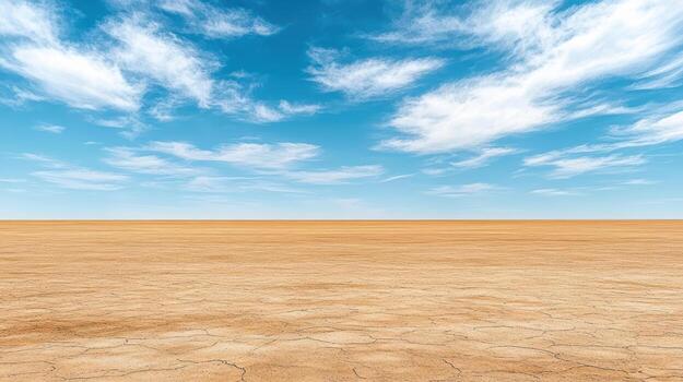 A desert landscape with a blue sky and clouds photo