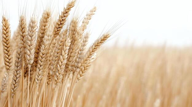 Wheat is shown in a field with a white background photo