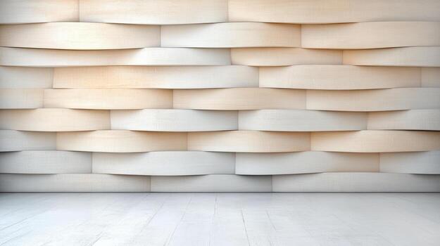 3d rendering of a white wall with wooden panels photo