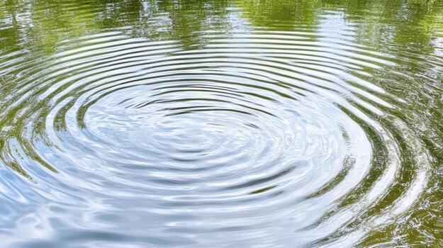 A circular pattern of water ripples on a pond photo