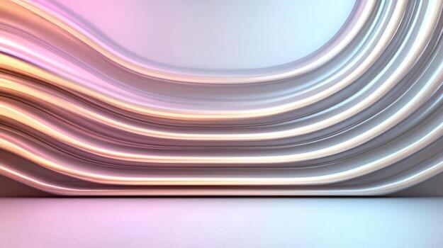 3d rendering of a curved wall with neon lights photo