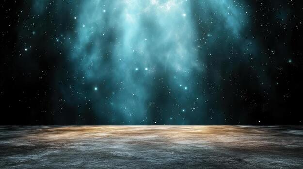 An empty room with a bright light shining from the sky photo