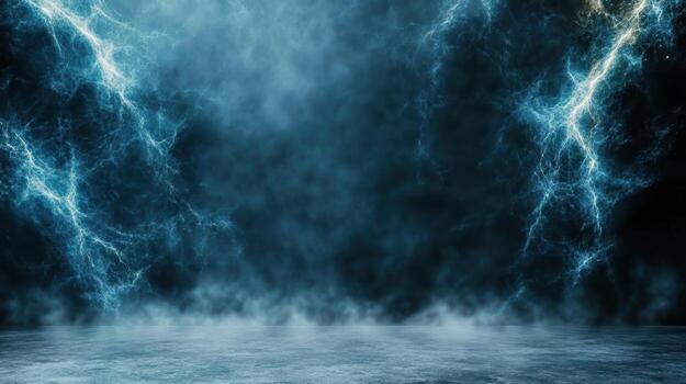 un oscuro habitación con relámpago y agua foto