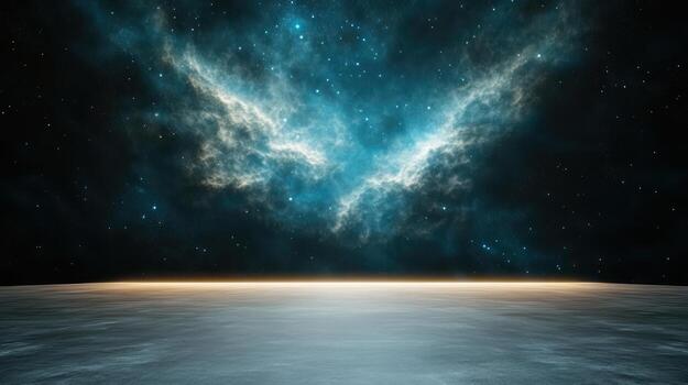 An empty space with a bright blue sky and a star photo