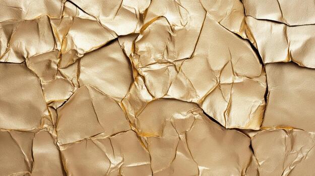 Golden crumpled paper texture background photo
