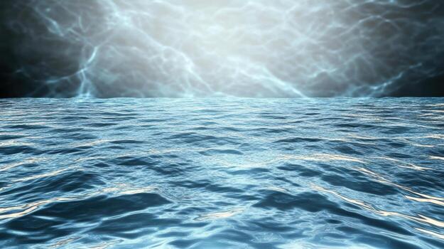 A stormy ocean with lightning and clouds photo