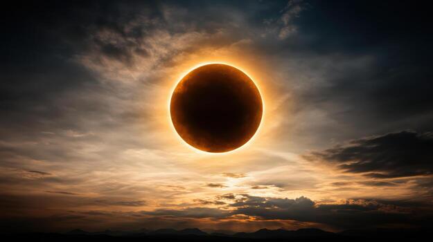 The sun is seen in the sky during an eclipse photo