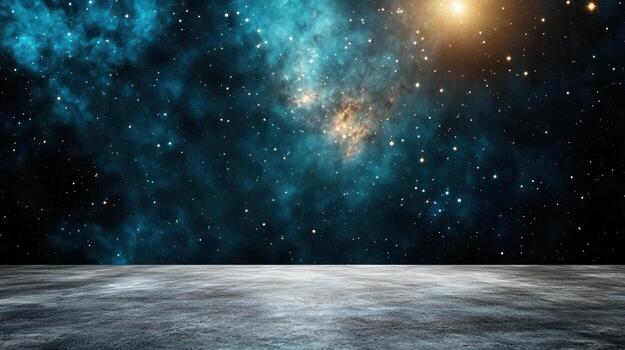 An empty room with a star filled sky photo