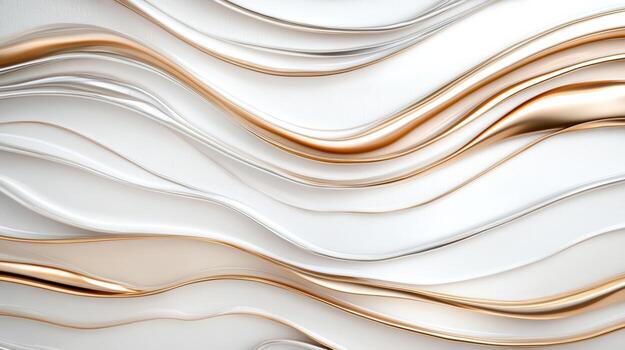 3d rendering of a white and gold wave background photo