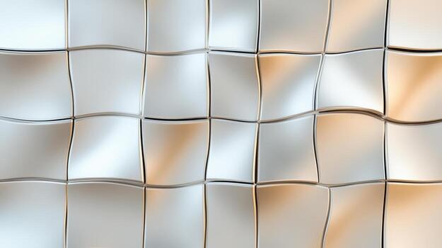 A silver wall with many different shapes photo