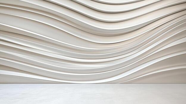 3d rendering of abstract wall with white waves photo