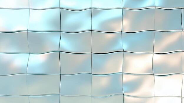 A 3d rendering of a metal wall with a blue sky photo