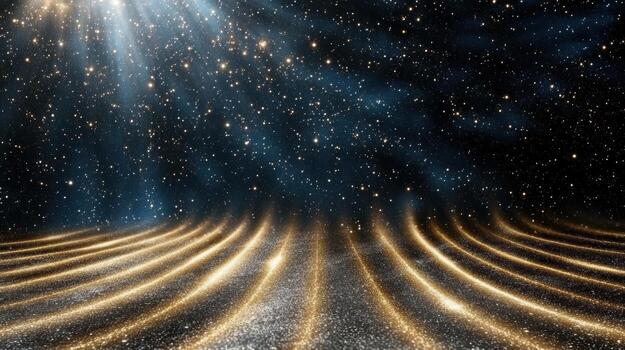 Abstract background with golden lines and stars photo