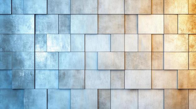 A wall with a blue and orange color scheme photo