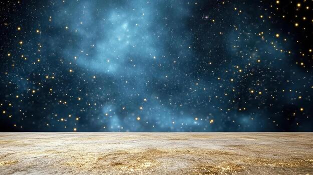 An empty desert with stars in the sky photo