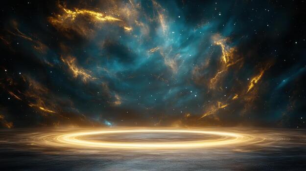 An abstract space background with a ring of light photo