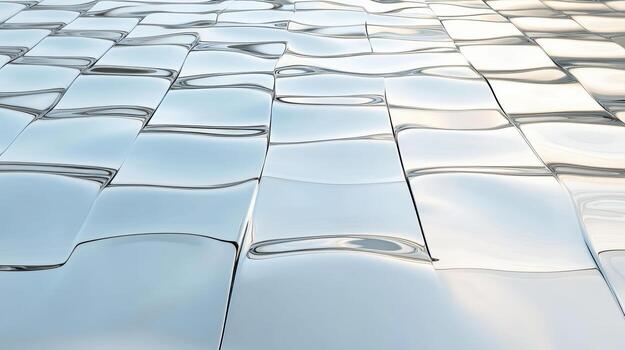 A 3d rendering of a large surface of silver tiles photo