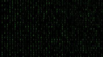 binário código chuva com profundidade do campo e luz efeitos video