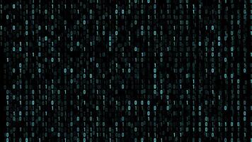 futurista digital binário código fluxo em azul fundo video