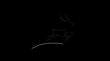 A continuous line forms a reindeer silhouette that runs and leaps across a curved line video